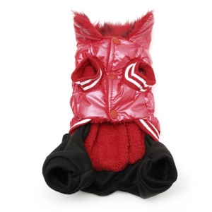 Red Pet Dog Puppy Clothes Jacket Coat Winter Costume, Size: M
