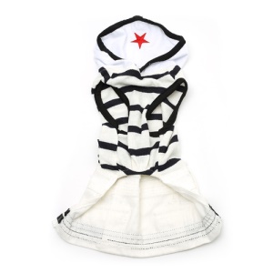 White Black Stripe Summer Pet Puppy Dog Soft Clothes Apparel, Size: M