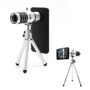 12x Zoom Telescope Camera Lens + Tripod + Hard Plastic Case for HTC One M7 801e