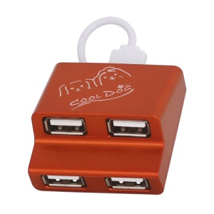 Ladder Style 4-Port USB2.0 USB Hub for PC Laptop - Red Orange