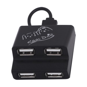 Ladder Style 4-Port USB2.0 USB Hub for PC Laptop - Black