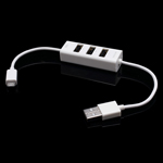 Micro USB Sync Data Charge Cable with 3-Port USB Hub - White (SIYOTEAM SY-C10)