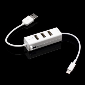 3 Ports High-speed USB 2.0 HUB & Charger with Lightning Connector for iPhone 5 iPad Mini