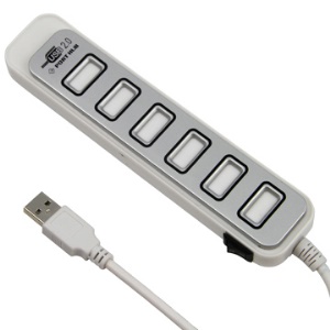 USB 2.0 High Speed 7 Ports Hub Adapter for PC Laptop AC Adapter