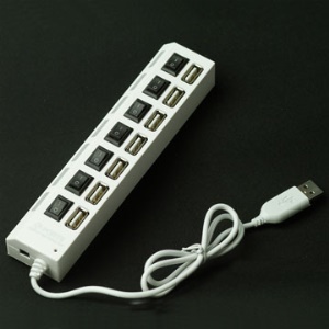 High Speed 7 Ports USB 2.0 Hub with Switch for PC/Laptop (White)