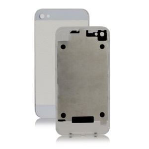 iPhone 5 Style Litchi Leather Back Cover Housing for iPhone 4 - White