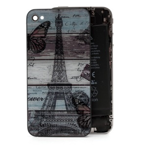 Famous Eiffel Tower Pattern Glass Back Cover Housing for iPhone 4