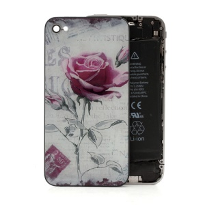 Beautiful Rose Romantic Glass Back Housing Cover for iPhone 4