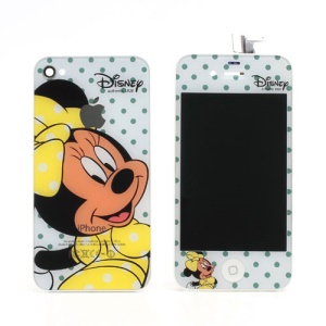 Disney Cartoon Minnie Mouse iPhone 4 Conversion Kit (LCD Assembly + Back Housing + Home Button) - Yellow