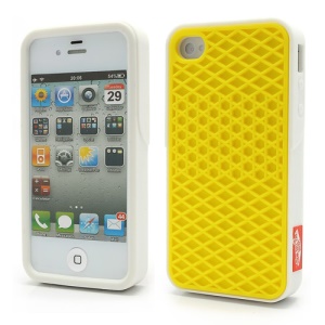 Vans Sneaker Shoe Tread Silicone Case Cover for iPhone 4 4S - White / Yellow
