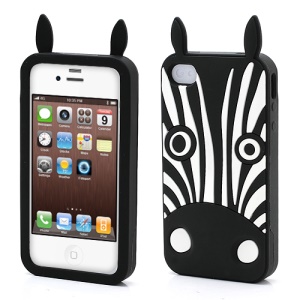 Lifelike 3D Hippo Silicone Gel Phone Case for iPhone 4 4S - Black