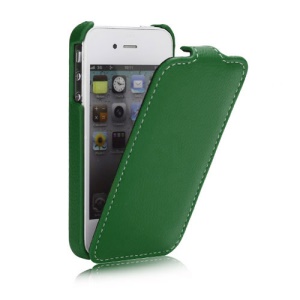 Melkco Ultra Slim Litchi Grain Jacka Type Premium Leather Flip Case for iPhone 4 4S - Green