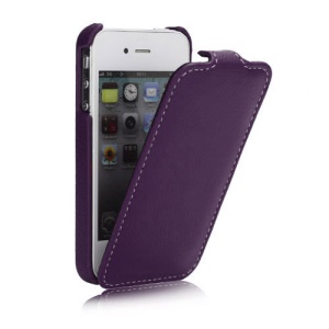Melkco Ultra Slim Litchi Grain Jacka Type Premium Leather Flip Case for iPhone 4 4S - Purple