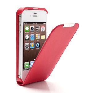 Vertical PU Leather Magnetic Flip Case Cover Accessories for iPhone 4 4S - Red
