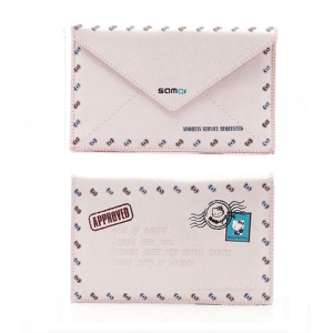 SAMDI Retro Envelope Postcard Pouch Leather Cover for iPhone 4 4S 3GS 3G iPod Touch 4 3 - Pink, Size:12.5cm x 8cm