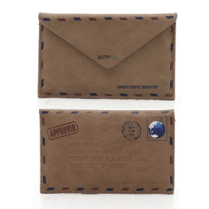 SAMDI Retro Envelope Postcard Pouch Leather Cover for iPhone 4 4S 3GS 3G iPod Touch 4 3 - Brown, Size:12.5cm x 8cm
