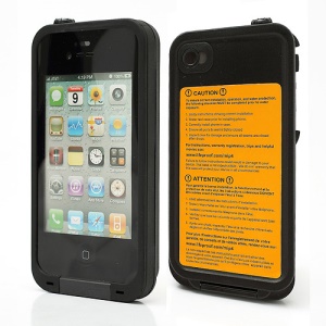 Sleek Lifeproof Waterproof Case Plastic Cover for iPhone 4 4S - Black
