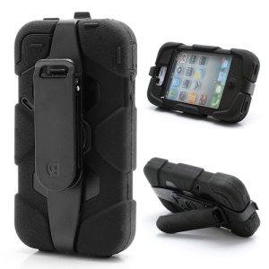 Griffin Survivor Military Duty Belt Clip PC & Silicone Hybrid Case for iPhone 4 4S - Black
