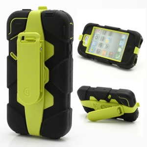Griffin Survivor Military Duty Belt Clip PC & Silicone Hybrid Case for iPhone 4 4S - Yellowgreen / Black
