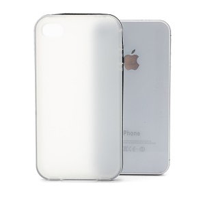 Frosted Flexible TPU Jelly Case Cover w/ Removable Plastic Rim for iPhone 4 4S - Black / Transparent