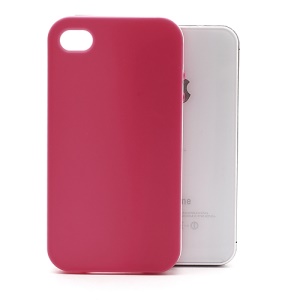 Frosted Flexible TPU Jelly Case Cover w/ Removable Plastic Rim for iPhone 4 4S - White / Rose