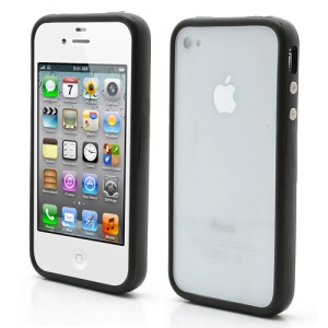 TPU &amp; Plastic Hybrid Bumper Frame Case w/ Metal Buttons for iPhone 4 4S - Black