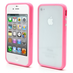 TPU &amp; Plastic Hybrid Bumper Frame Case w/ Metal Buttons for iPhone 4 4S - Rose