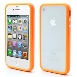 TPU &amp; Plastic Hybrid Bumper Frame Case w/ Metal Buttons for iPhone 4 4S - Orange