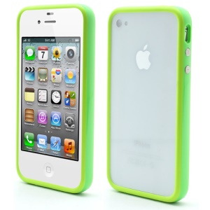 TPU &amp; Plastic Hybrid Bumper Frame Case w/ Metal Buttons for iPhone 4 4S - Green