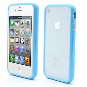 TPU &amp; Plastic Hybrid Bumper Frame Case w/ Metal Buttons for iPhone 4 4S - Blue