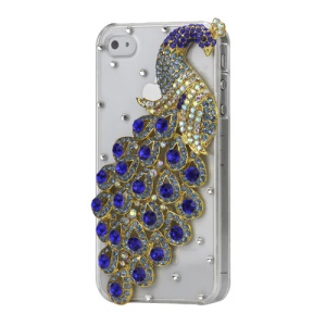Luxury 3D Peacock Diamond Crystal Case Cover for iPhone 4 4S - Jewelry Blue