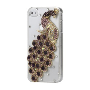 Luxury 3D Peacock Diamond Crystal Case Cover for iPhone 4 4S - Purple