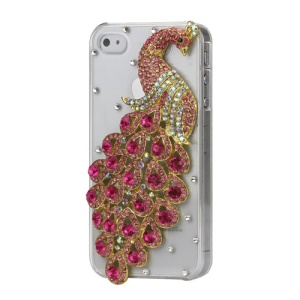Luxury 3D Peacock Diamond Crystal Case Cover for iPhone 4 4S - Rose
