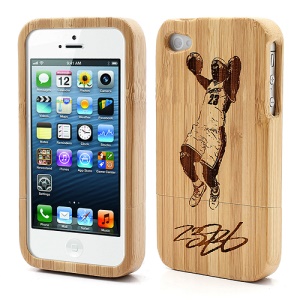 Detachable Carved No23 Basketball Player Protective Bamboo Case for iPhone 4S 4