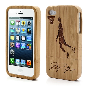 Detachable Carved One-handed Dunking Bamboo Case Cover for iPhone 4S 4