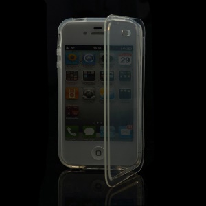 Smooth Flip Folio TPU Gel Case Cover for iPhone 4 4S - Transparent