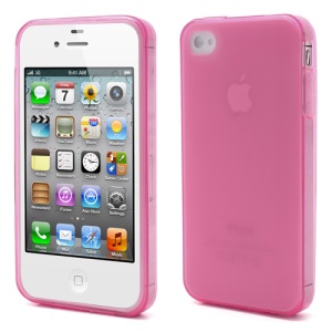 Dustroof Plug Matte TPU Jelly Cover for iPhone 4 4S - Rose