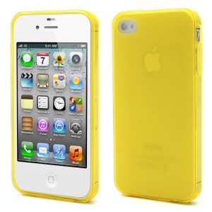 Dustroof Plug Matte TPU Gel Cover for iPhone 4 4S - Yellow