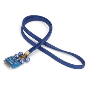 Bling Bling Rhinestone Bead Neck Lanyard Strap for iPhone 4S 4 3GS 3G iPod - Dark Blue