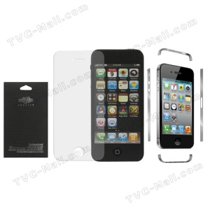 Front Clear LCD Screen Protector Cover for iPhone 4S + Transparent Side Wrap Skin Decal