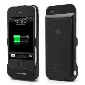 2350mAh Extra Power Backup Battery Charger Case for iPhone 4 4S - Black