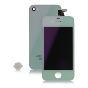 Electroplated Mirror iPhone 4S Conversion Kit (LCD Assembly + Back Housing + Home Button) - White