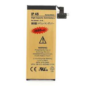 High-Capacity Gold Battery Replacement for iPhone 4S 3.7V 2680mAh