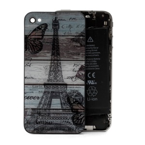 Famous Eiffel Tower Pattern Glass Back Cover Housing for iPhone 4S