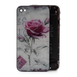 Beautiful Rose Romantic Glass Back Housing Cover for iPhone 4S