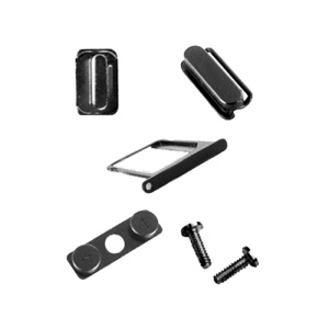Eletroplating Side Buttons SIM Card Holder and Screws Set Replacement for iPhone 4S - Black
