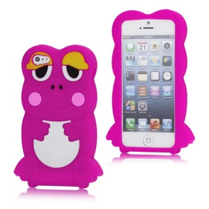 3D Lovely Frog Protective Soft Silicone Case Cover for iPhone 5 - Rose