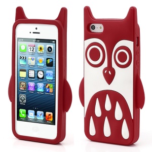 Adorable Owl Design Soft Silicone Skin Case Cover for iPhone 5 - Red