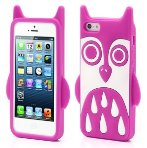 Adorable Owl Design Soft Silicone Skin Case Cover for iPhone 5 - Rose