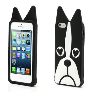 3D Dog Shaped Flex Silicone Gel Case Cover for iPhone 5 - Black